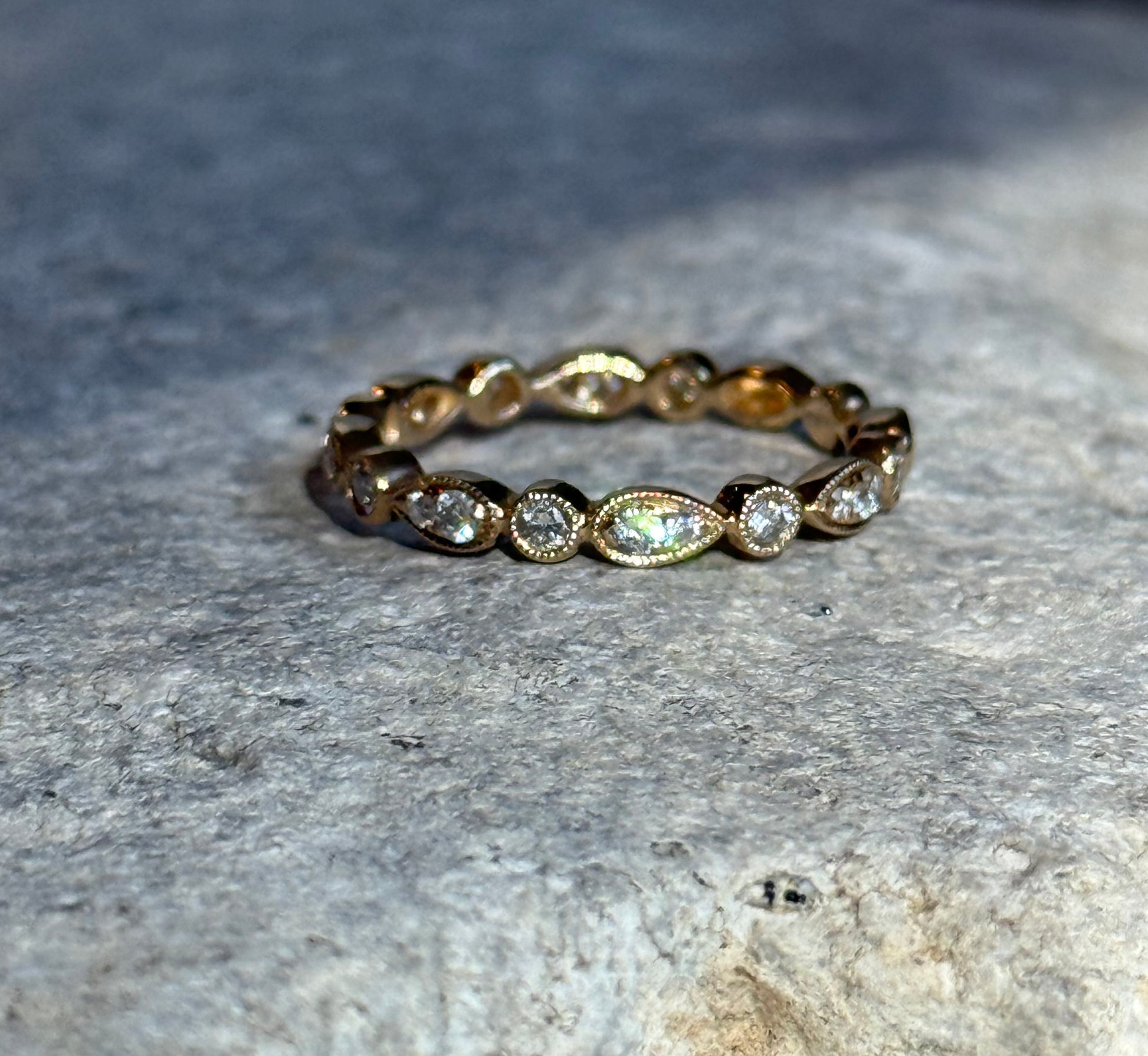 WILLOW BAND || Pear + Circle Diamond, 14k Gold Ring