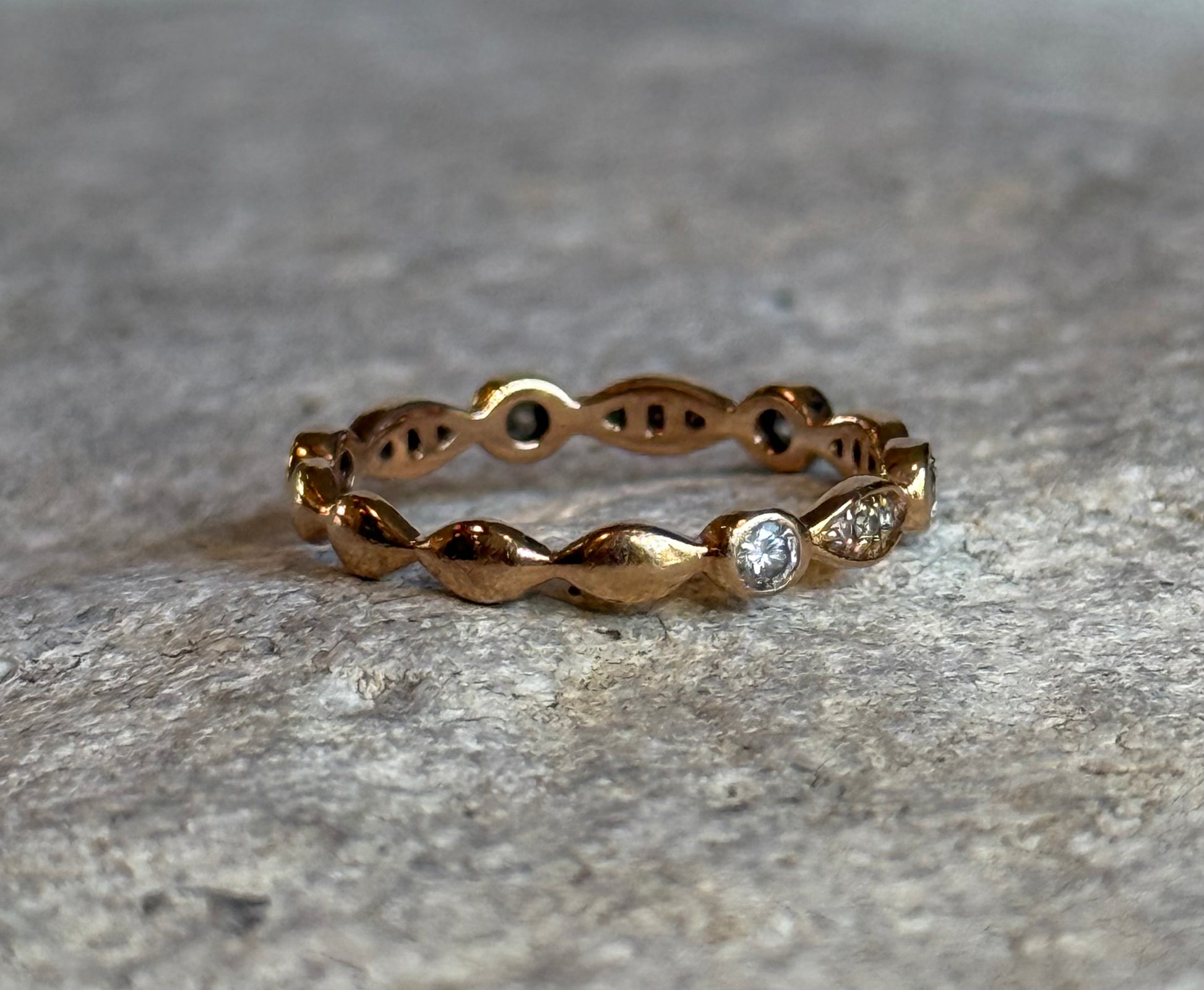 ROSE WILLOW BAND || Pear + Circle Diamond, 14k Rose Gold Ring