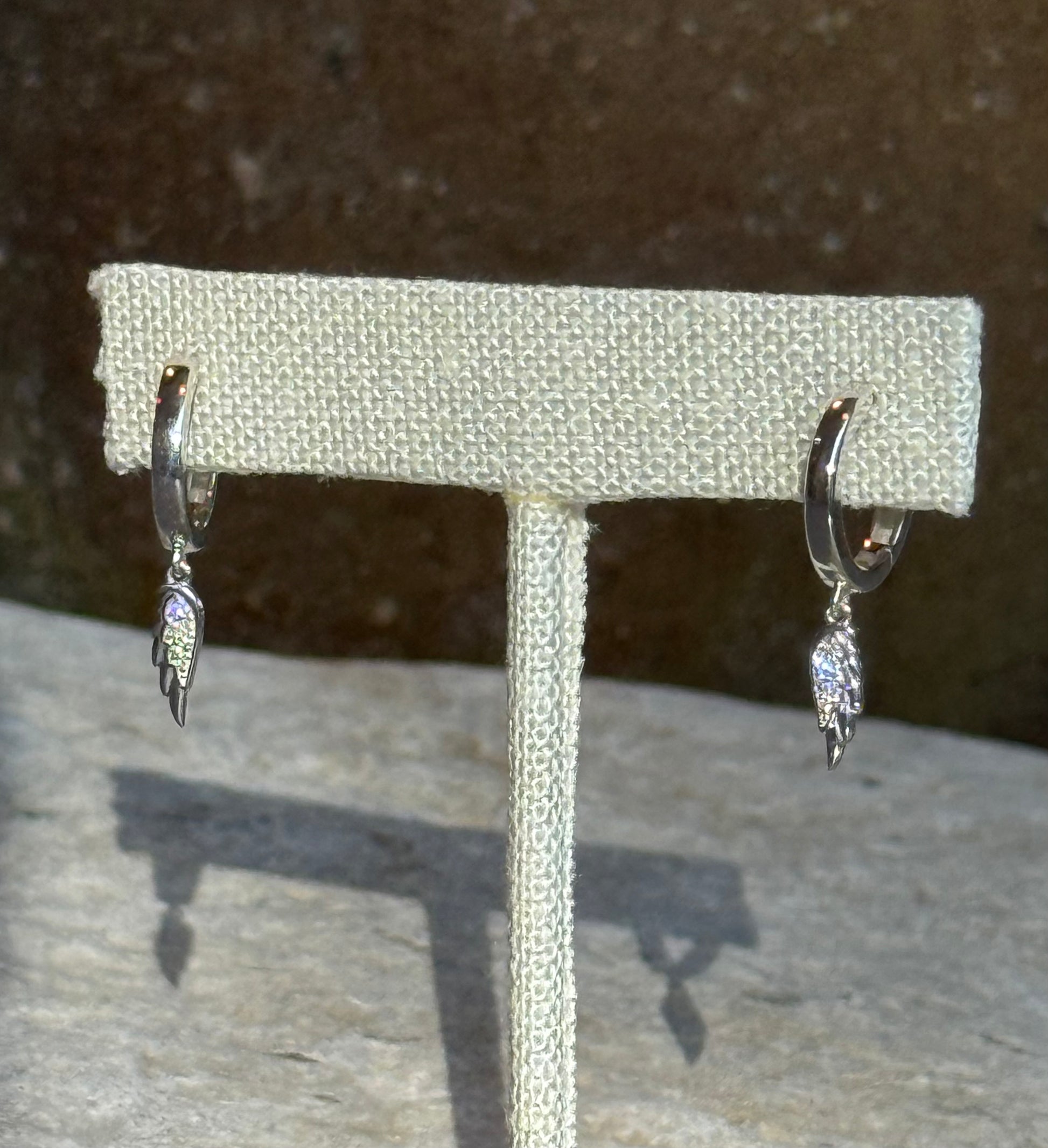 DIVINE GRACE || Sterling Silver Diamond Angel Wing Earrings