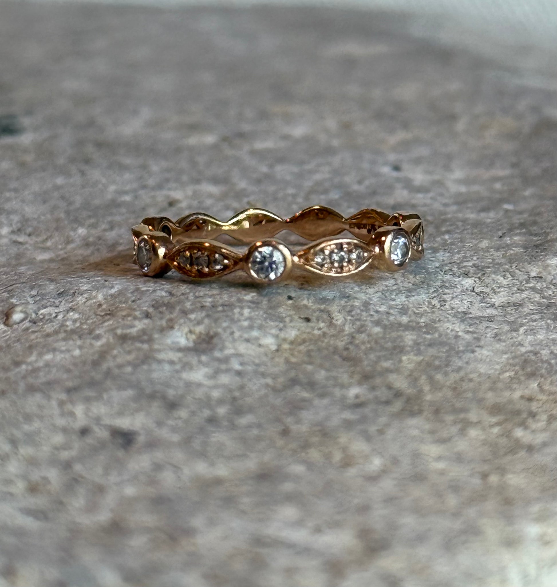 ROSE WILLOW BAND || Pear + Circle Diamond, 14k Rose Gold Ring