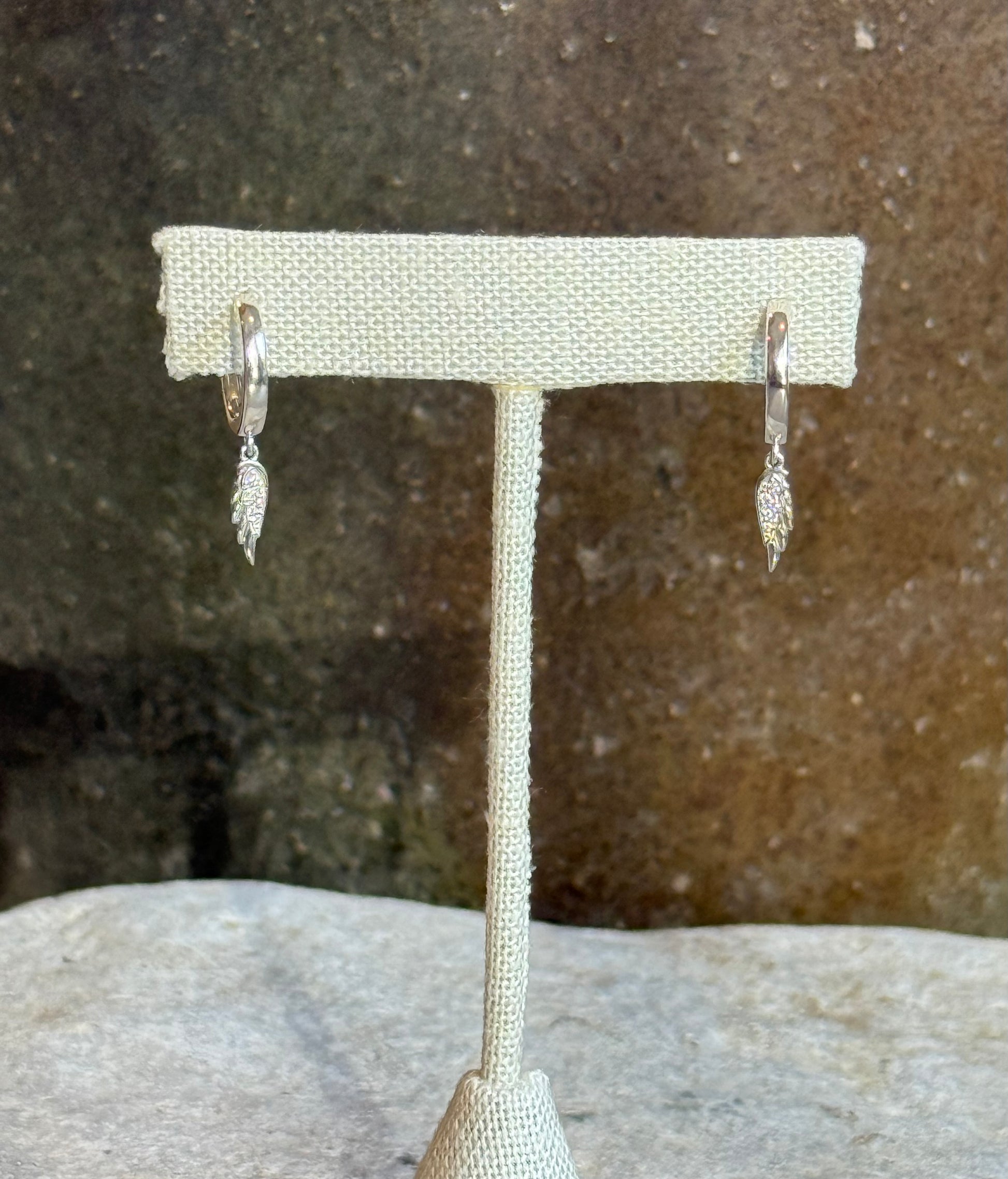 DIVINE GRACE || Sterling Silver Diamond Angel Wing Earrings