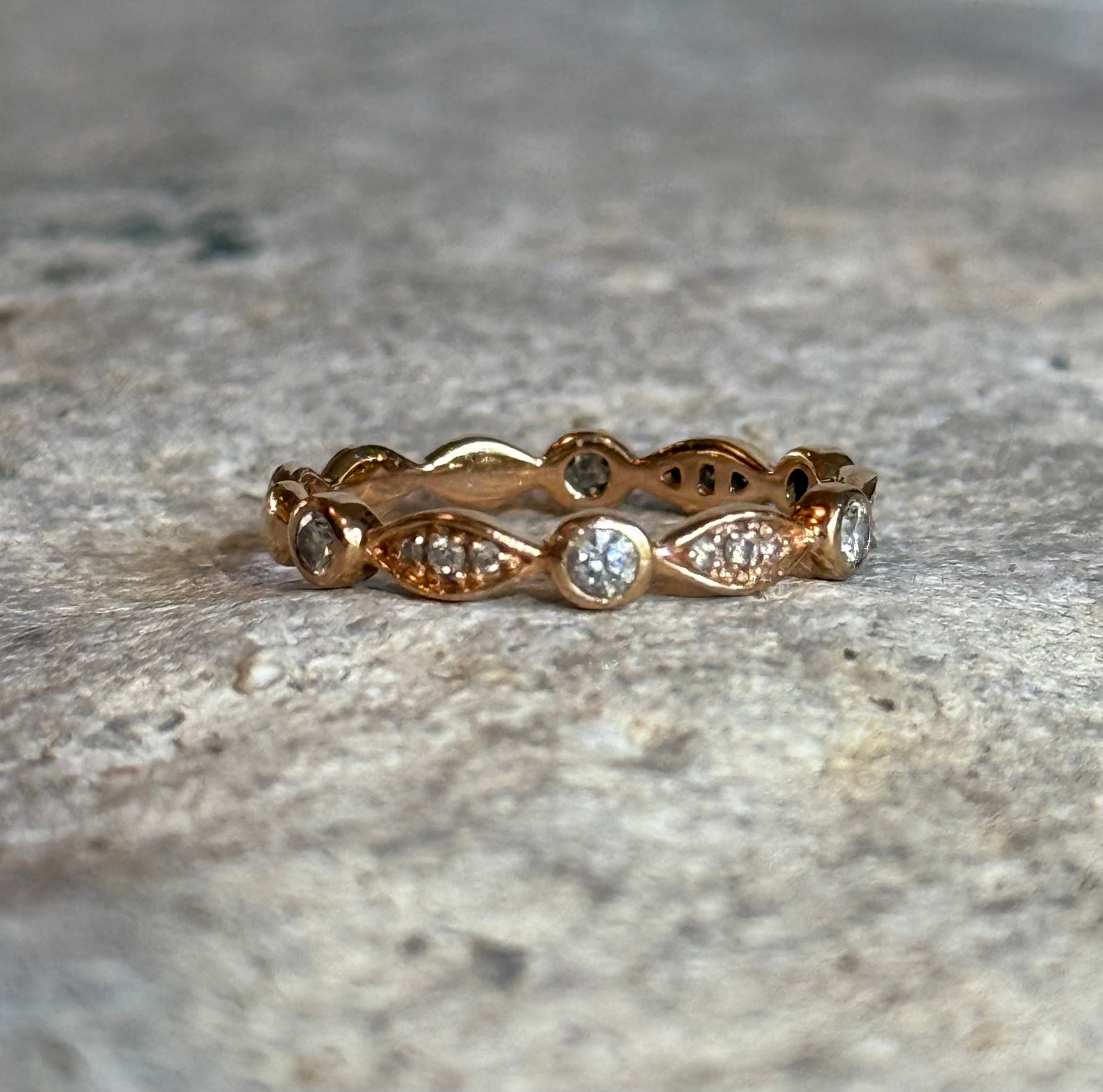 ROSE WILLOW BAND || Pear + Circle Diamond, 14k Rose Gold Ring
