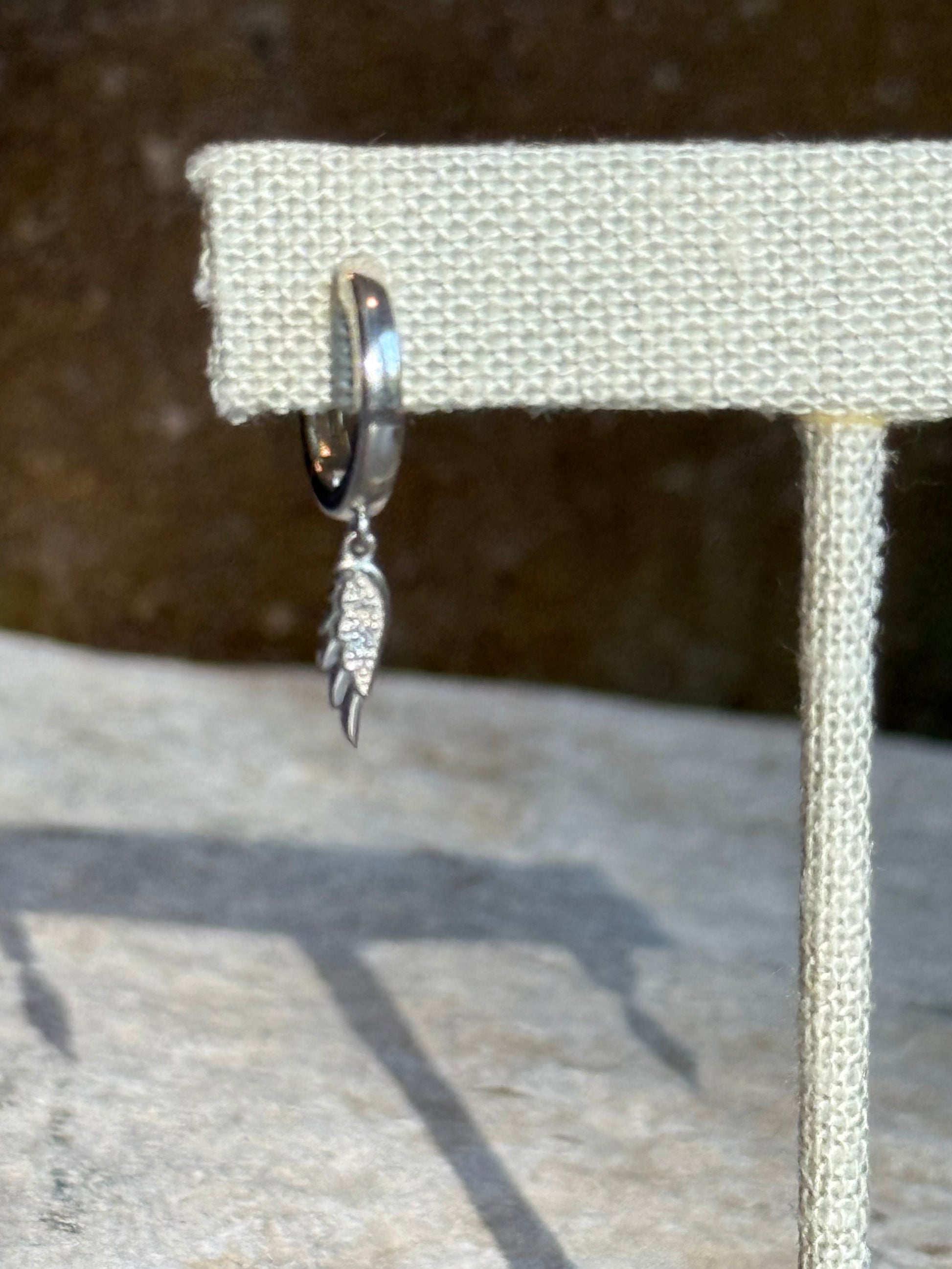 DIVINE GRACE || Sterling Silver Diamond Angel Wing Earrings