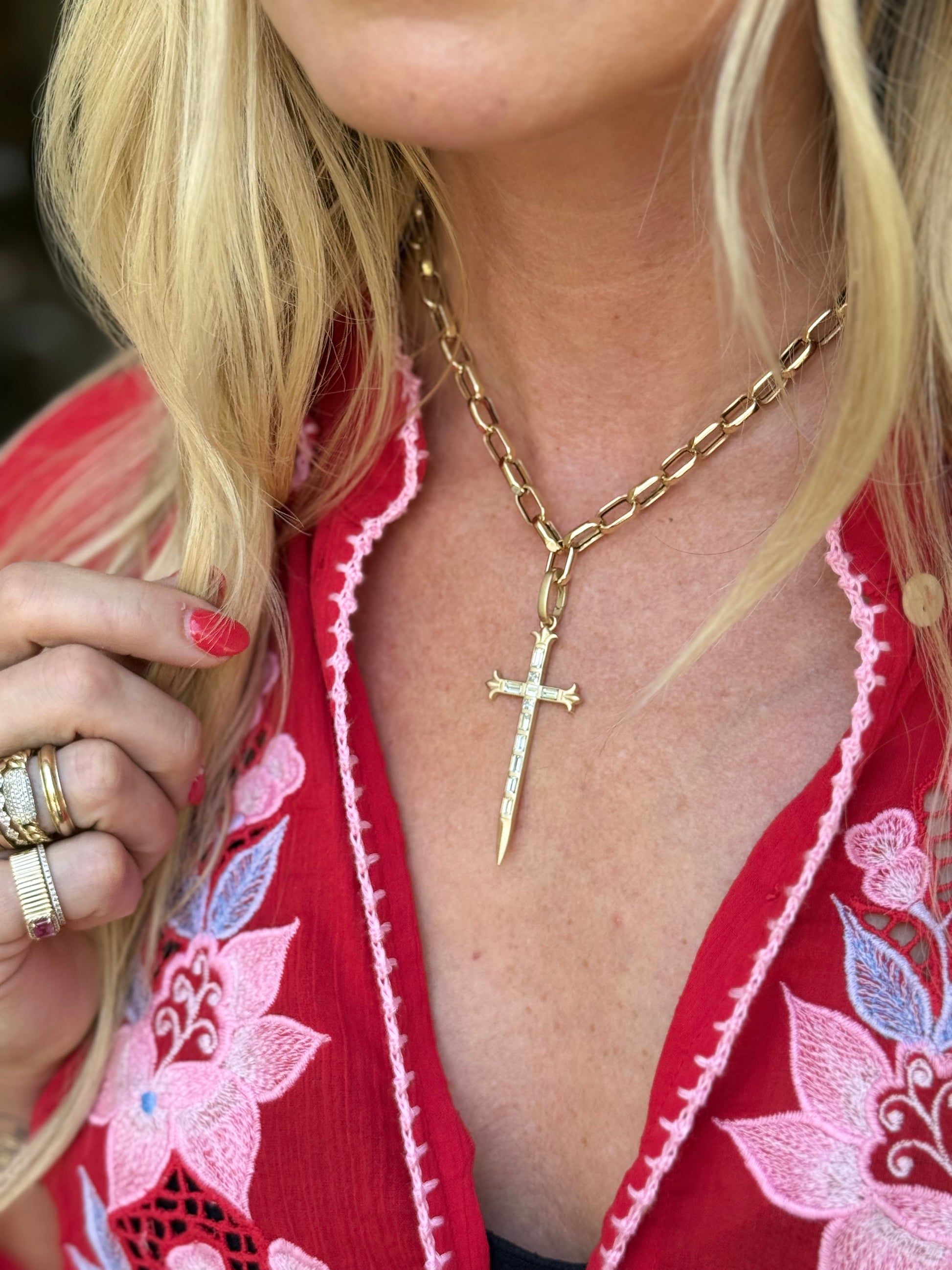 LIVING HOPE || Custom Designed Birdie Rose Cross Pendant