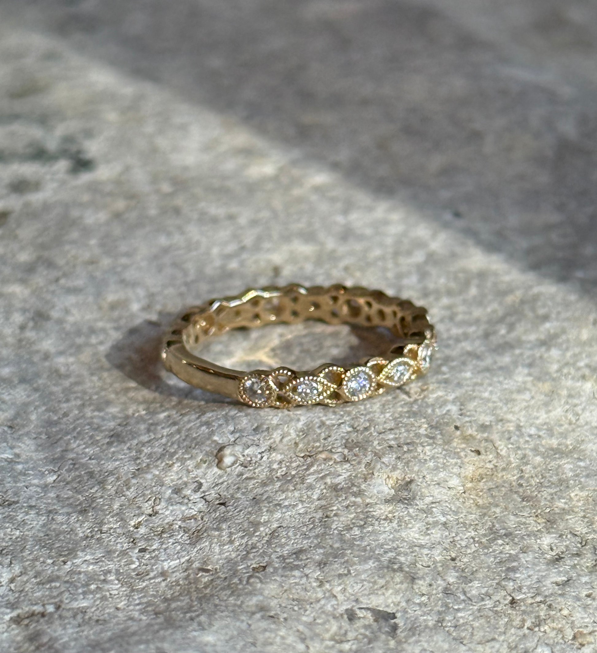 MARIGOLD BAND || Vintage Inspired Stacking Diamond + 14k Gold Ring