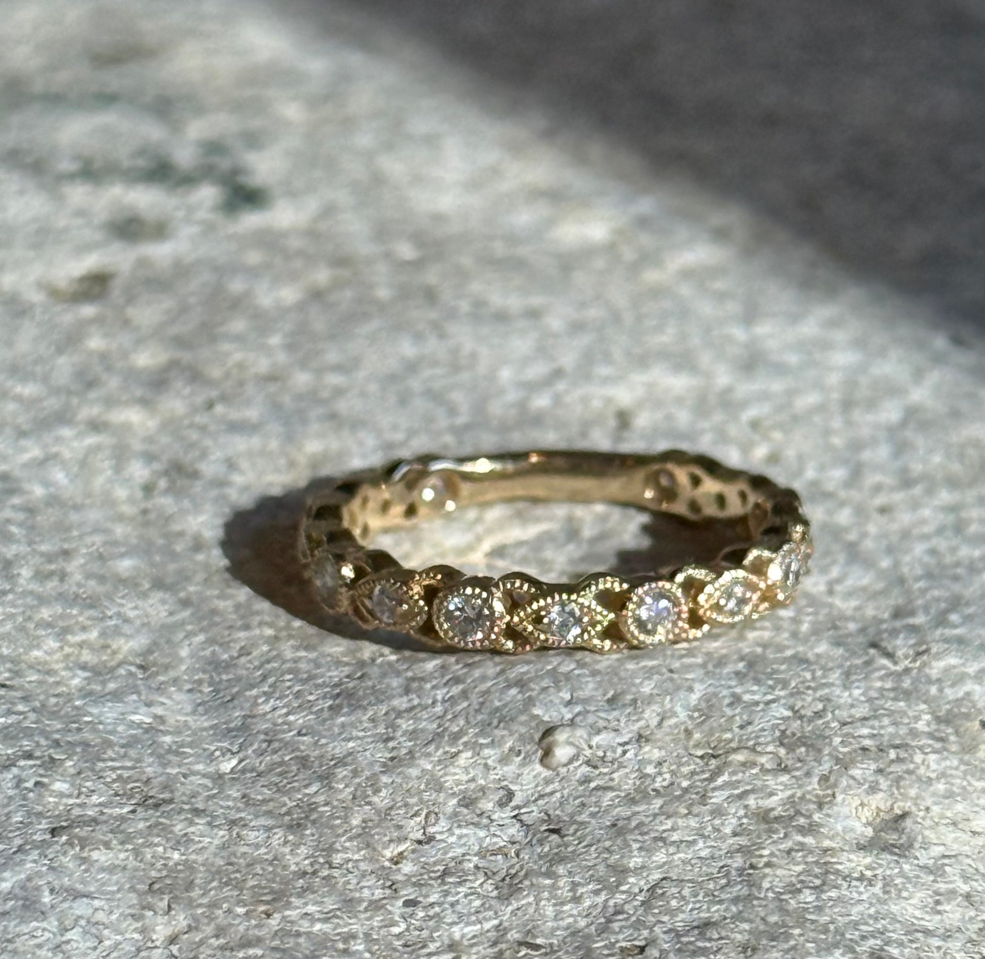 MARIGOLD BAND || Vintage Inspired Stacking Diamond + 14k Gold Ring
