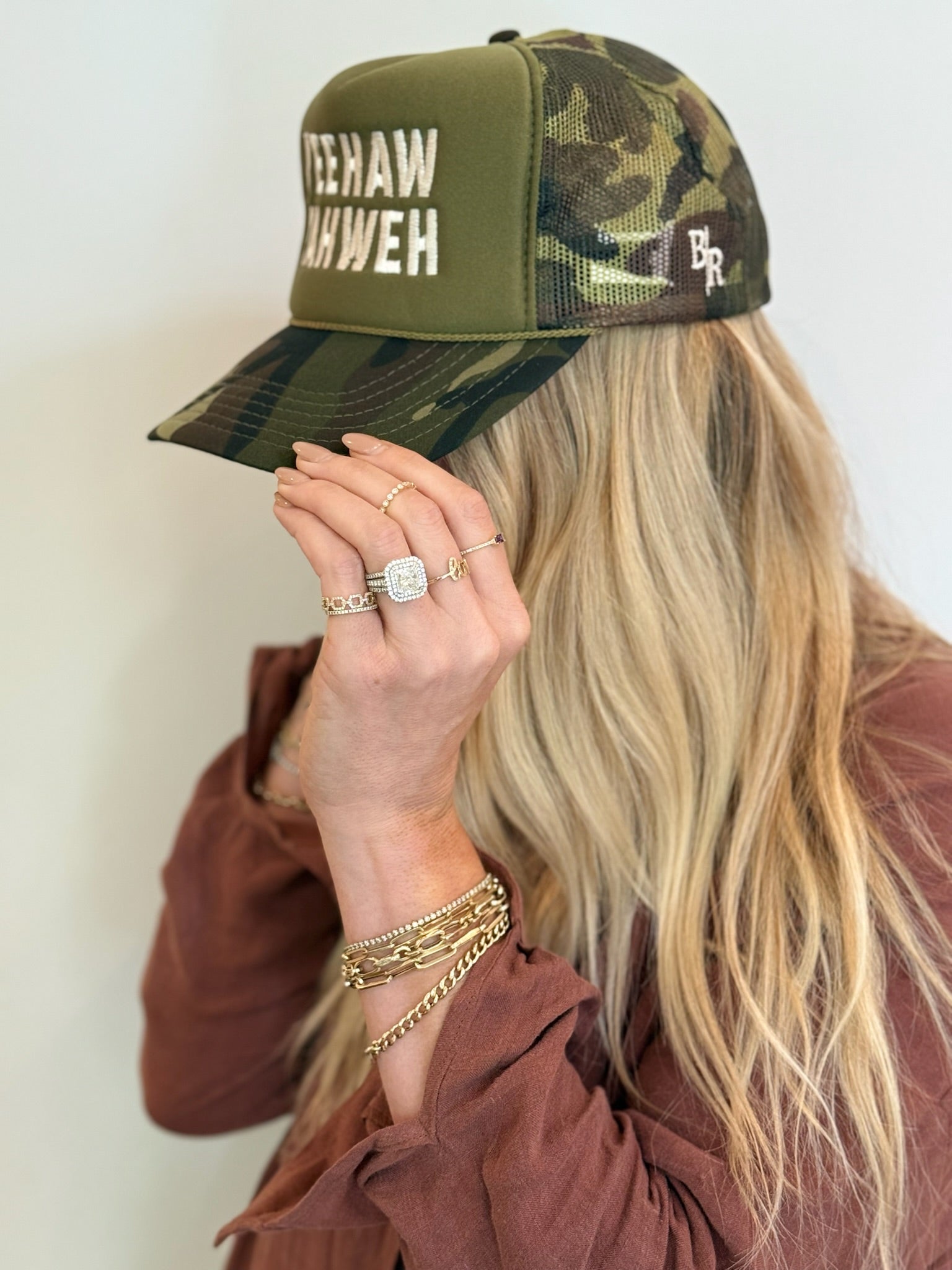 Yeehaw Yahweh Camo Trucker Hat