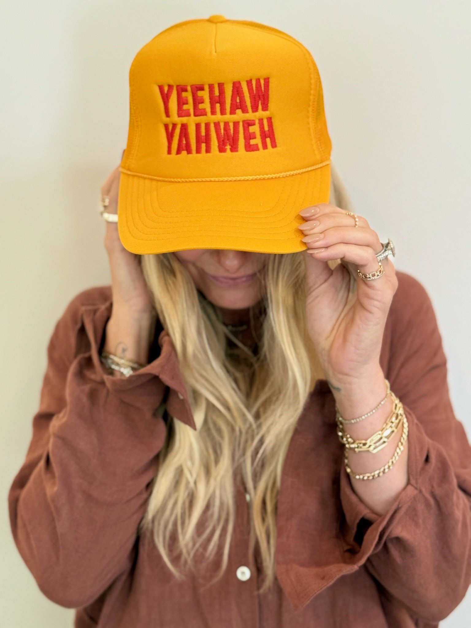 Yeehaw Yahweh Yellow Trucker Hat