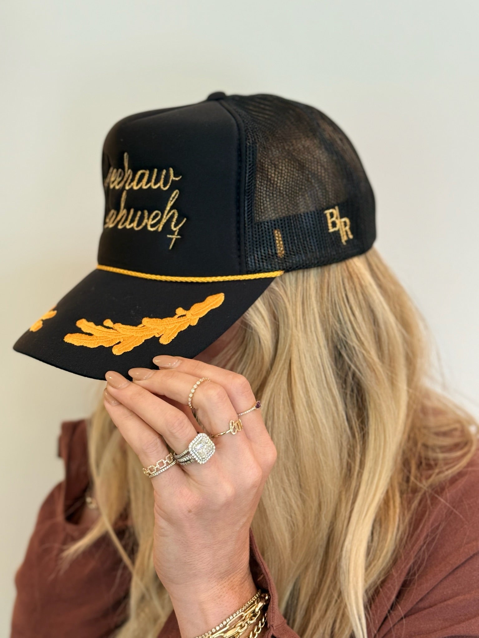 Yeehaw Yahweh Black + Gold Trucker Hat