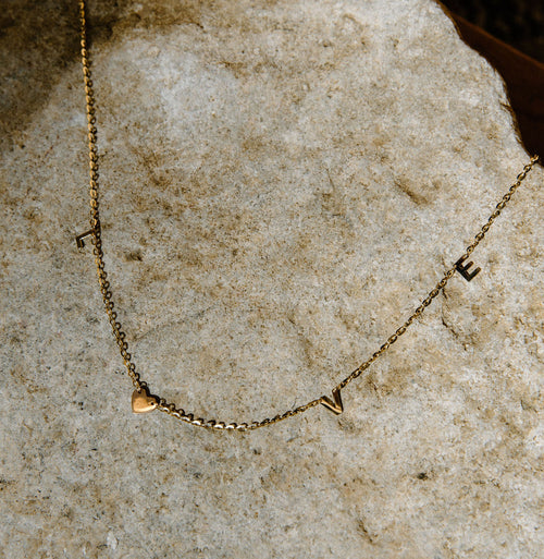 A QUIET YES || Gold Love Letter 14k Necklace