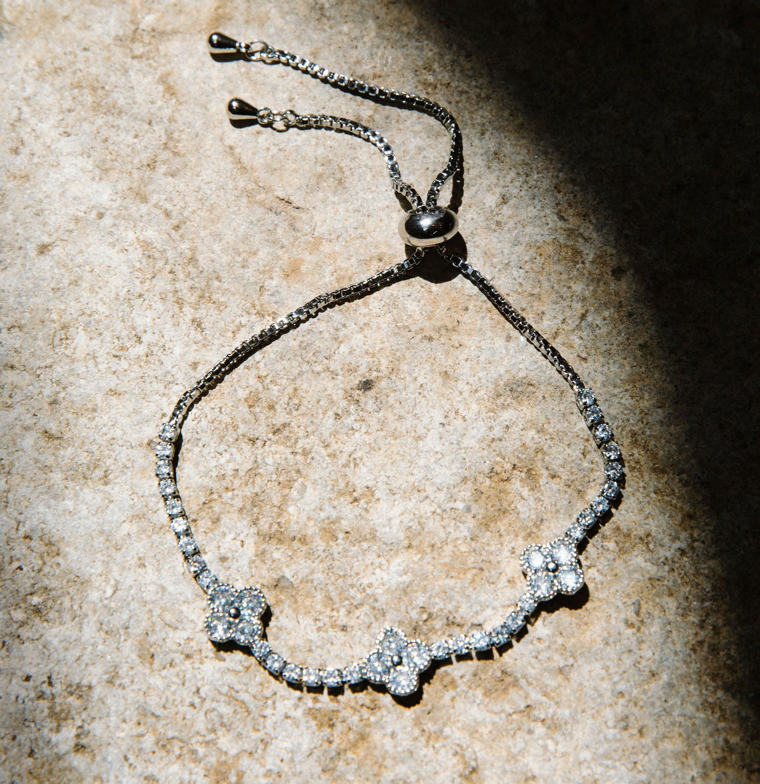 QUIET LUCK || Silver Clover Bolo Bracelet