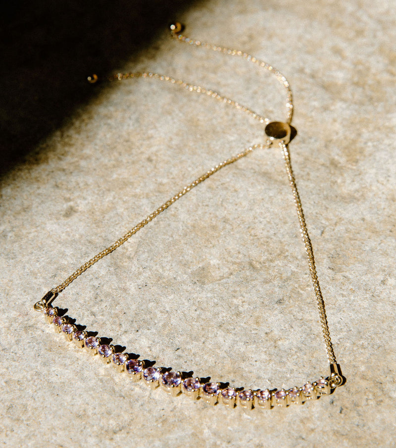STILL WATERS || Amethyst 14k Gold Bolo Bracelet