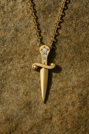 GOLDEN VALOR || Gold Diamond Dagger Necklace