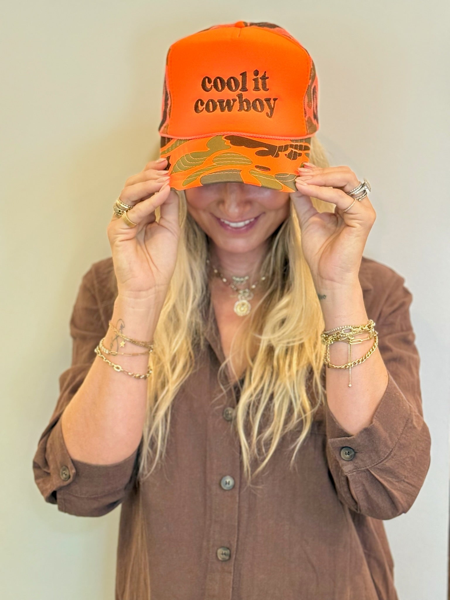 Cool It Cowboy Orange Camo Trucker Hat