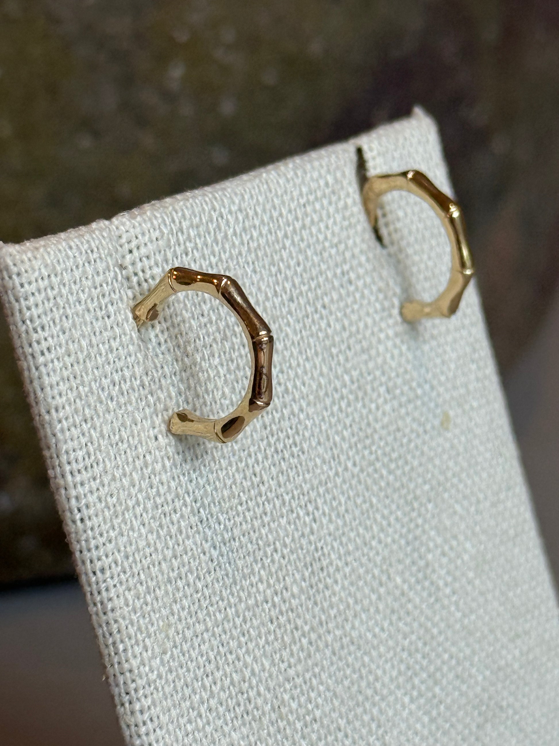 GOLDEN WHISPER || Small Bamboo Hoop Earrings