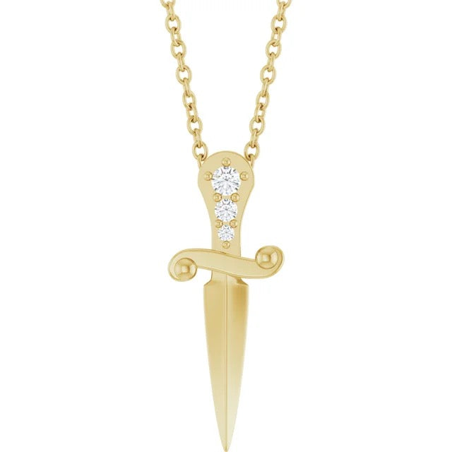GOLDEN VALOR || Gold Diamond Dagger Necklace