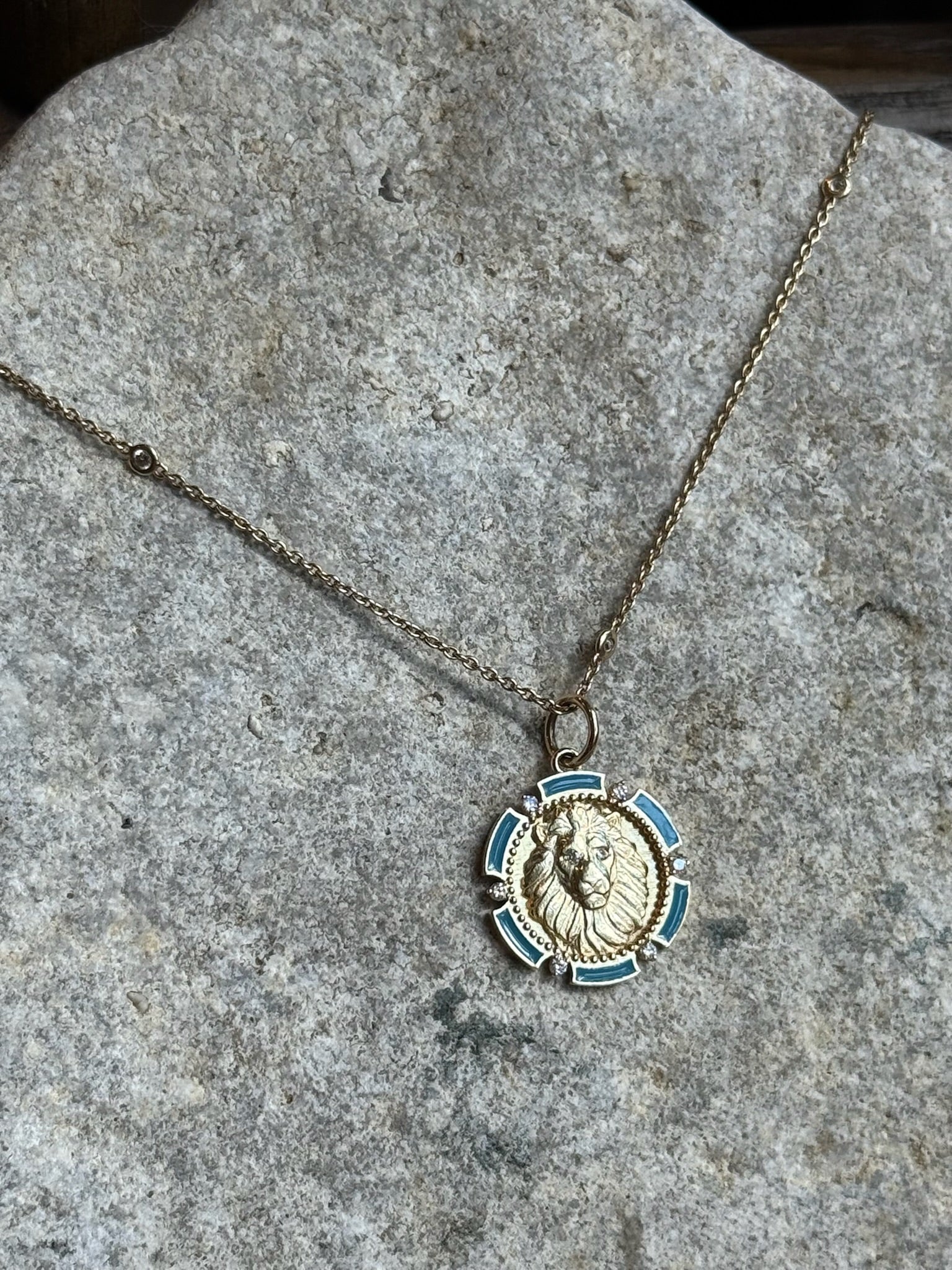 LIONHEART || Enamel Diamond Lion Pendant