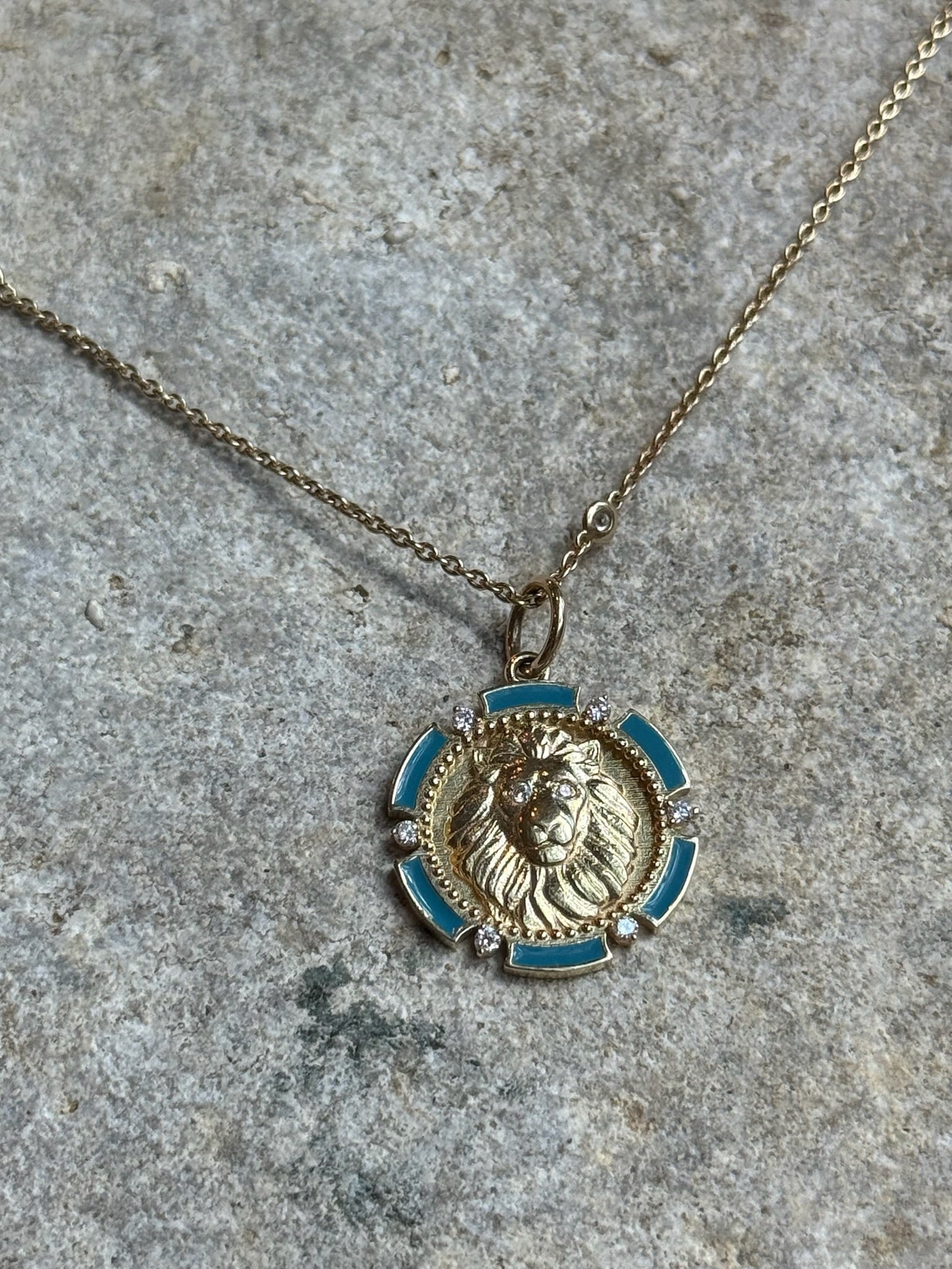 LIONHEART || Enamel Diamond Lion Pendant