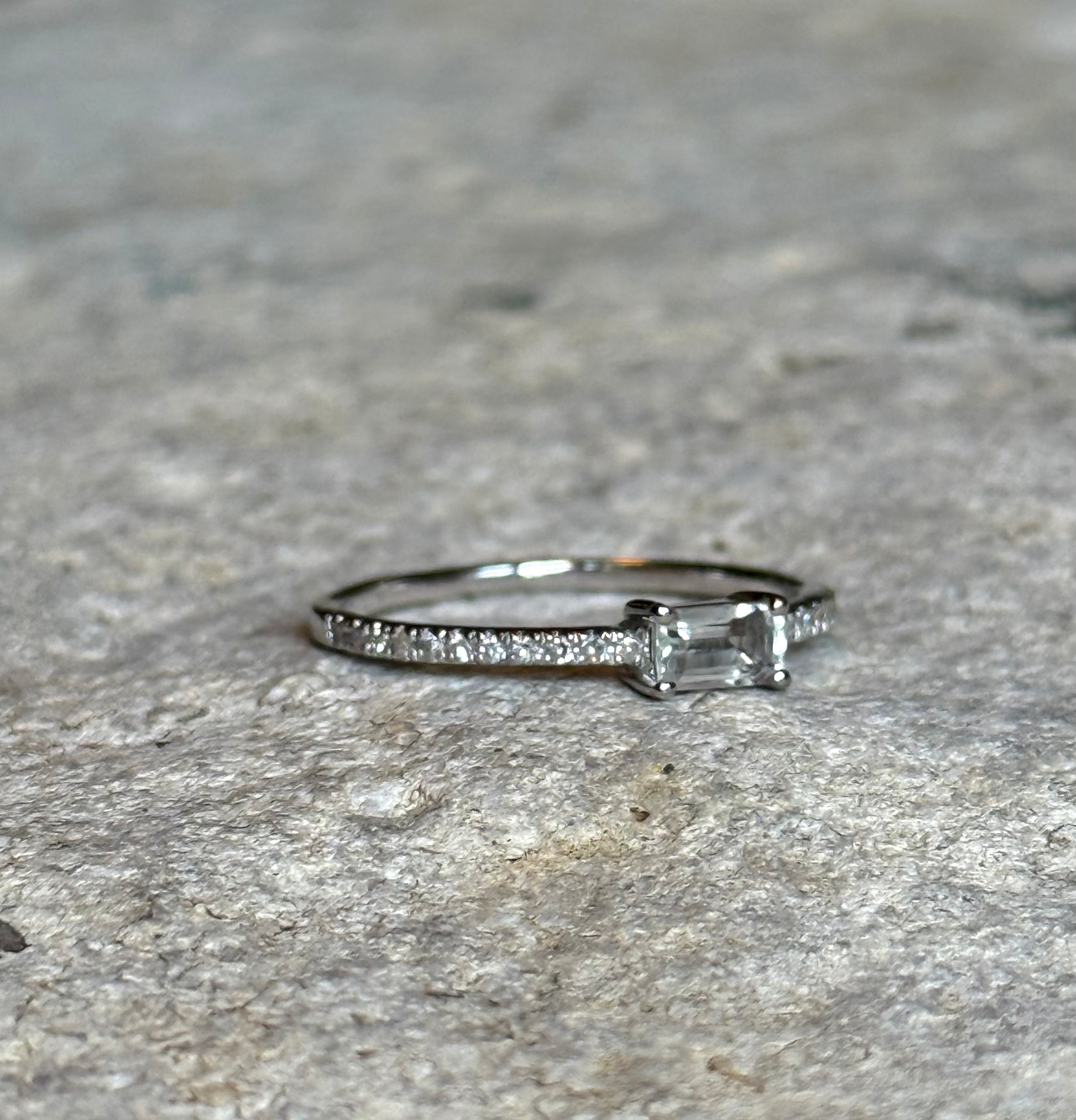 SILENT GRACE || White Topaz + Diamond-Set Ring