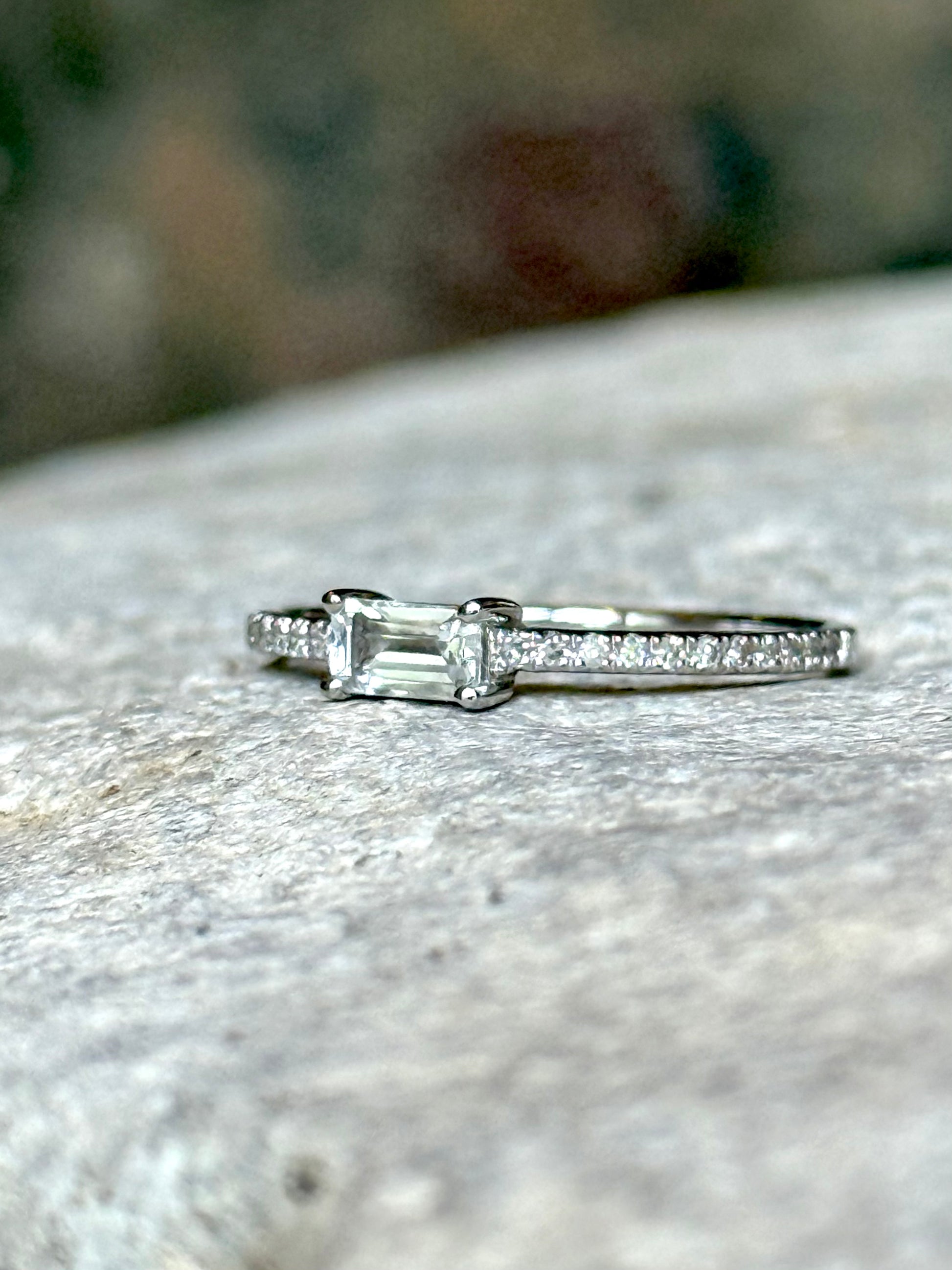 SILENT GRACE || White Topaz + Diamond-Set Ring